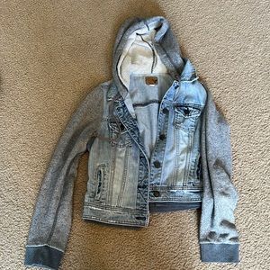 American eagle sweatshirt jean jacket